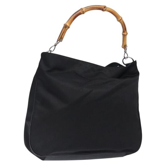 GUCCI Bamboo Hand Bag Nylon Black Silver 001 1998 001 1998 - Picture 1 of 16